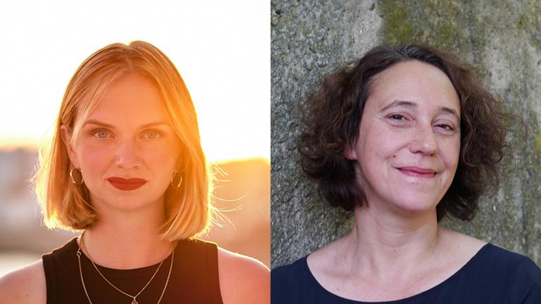 Porträts der Schriftstellerinnen Kristina Lunz (l.) und Lucy Fricke auf einer Bildcombo. Porträts der Schriftstellerinnen Kristina Lunz (l.) und Lucy Fricke auf einer Bildcombo.