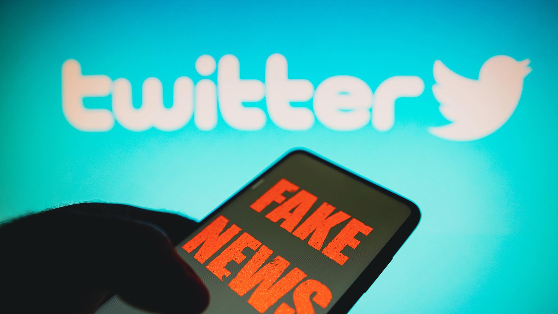 July 13, 2022, Brazil. In this photo illustration, the words fake news are displayed on a smartphone with a Twitter logo in the background. July 13, 2022, Brazil. In this photo illustration, the words fake news are displayed on a smartphone with a Twitter logo in the background Copyright: xZoonar.com/rafapressx zoonar_18851637 July 13, 2022, Brazil. In this photo illustration, the words fake news are displayed on a smartphone with a Twitter logo in the background. July 13, 2022, Brazil. In this photo illustration, the words fake news are displayed on a smartphone with a Twitter logo in the background Copyright: xZoonar.com/rafapressx zoonar_18851637