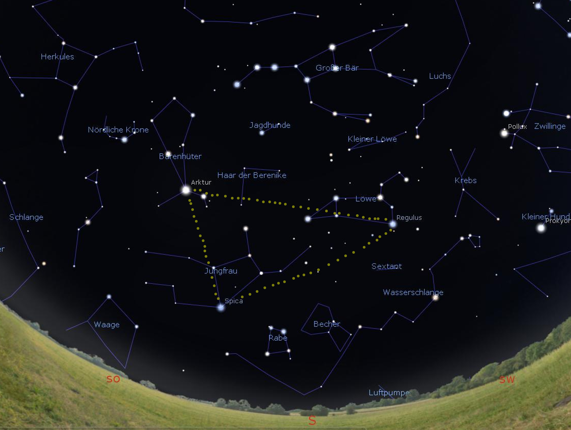 Arktur, Spica und Regulus - Das schiefe Dreieck des Frühlings ...