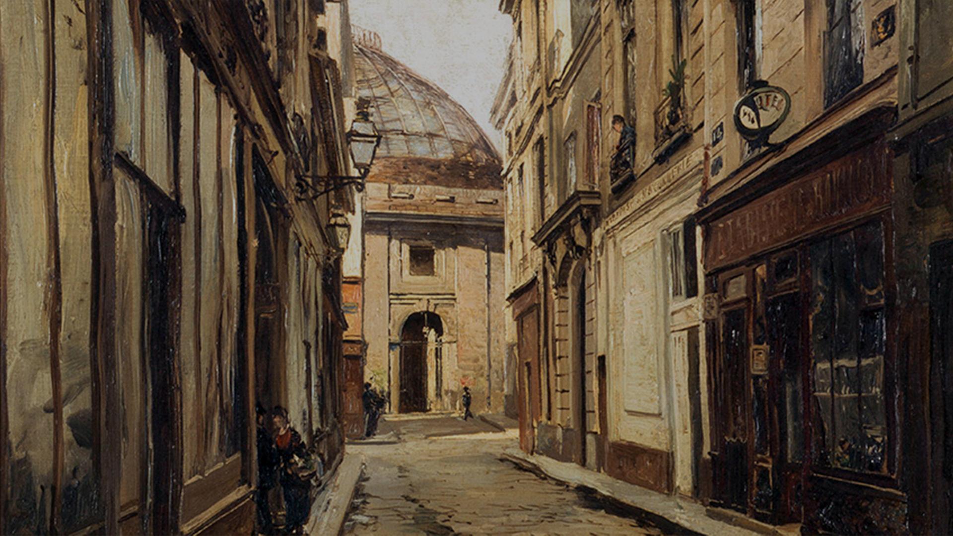 Eine kleine Gasse in Paris, um 1900. Eine kleine Gasse in Paris, um 1900.