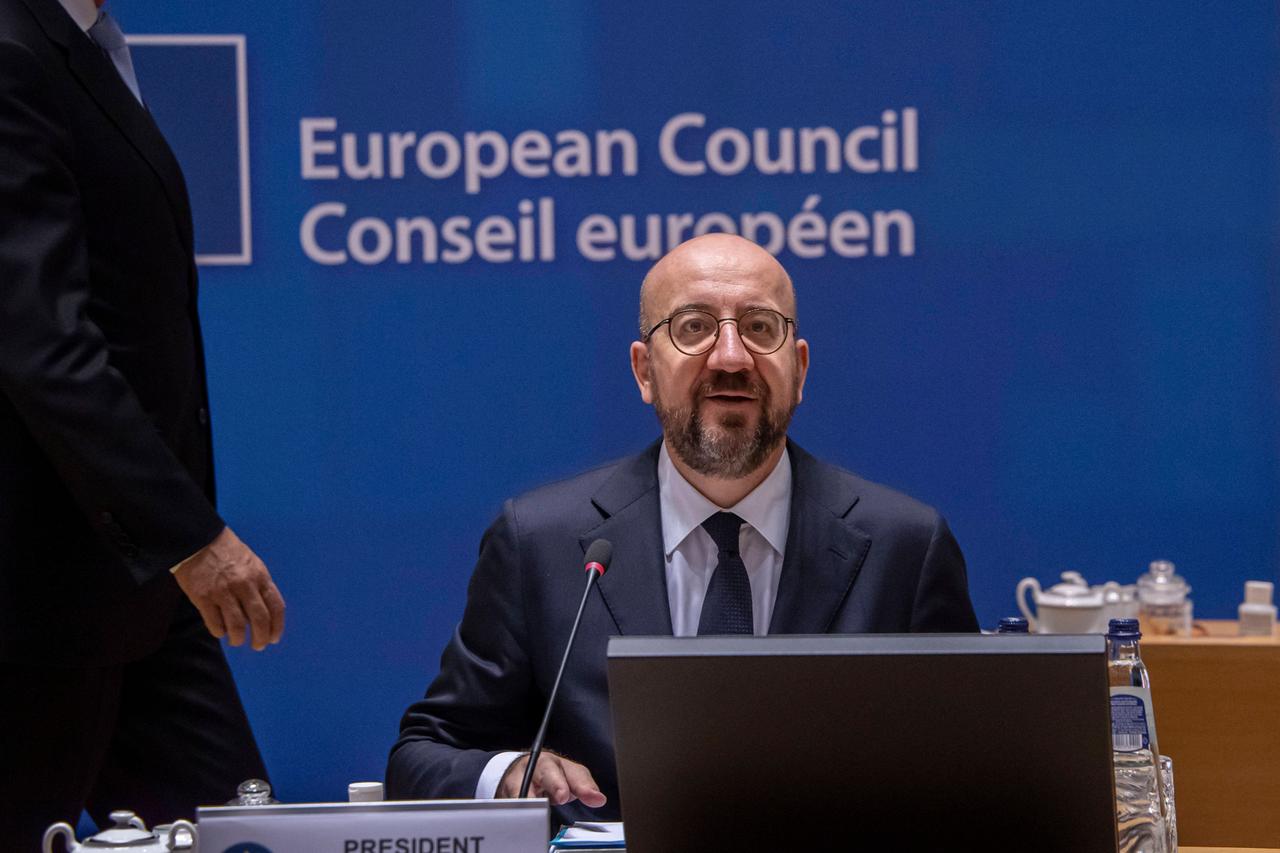 Zu sehen ist EU-Ratspärsident Charles Michel beim Gipfel der Mitgliedsstaaten in Brüssel. Zu sehen ist EU-Ratspärsident Charles Michel beim Gipfel der Mitgliedsstaaten in Brüssel.