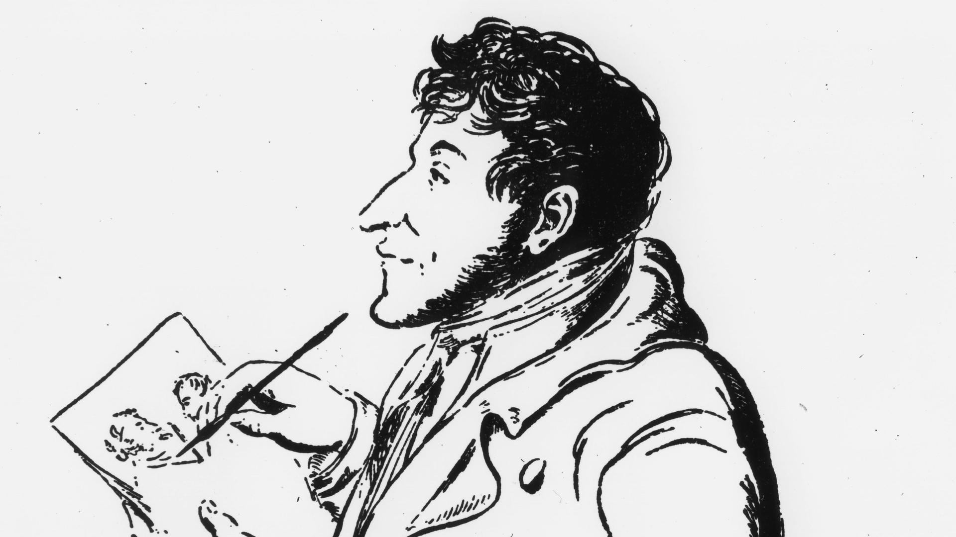 E.T.A.Hoffmann - Selbstkarikatur, gezeichnet in Bamberg im Jahr 1809 E.T.A.Hoffmann - Selbstkarikatur, gezeichnet in Bamberg im Jahr 1809