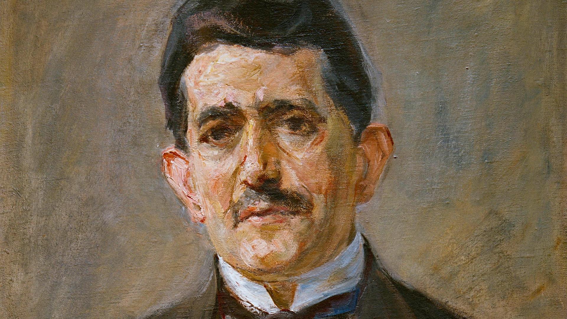 Der Verleger und Galerist Bruno Cassirer (1872-1941) auf einem Gemälde des Berliner Malers Max Liebermann, 1921 Der Verleger und Galerist Bruno Cassirer (1872-1941) auf einem Gemälde des Berliner Malers Max Liebermann, 1921