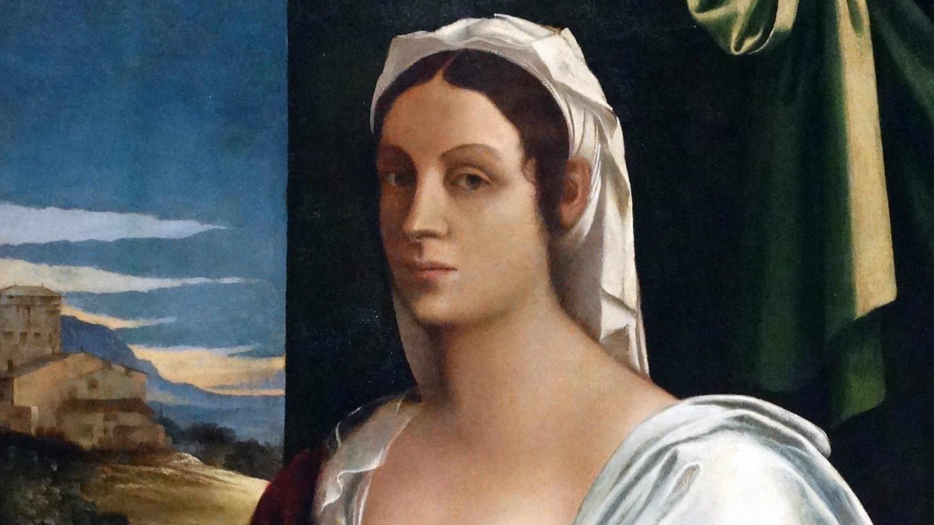 Porträt der Renaissance-Dichterin Vittoria Colonna (Ausschnitt aus einem Gemälde Sebastiano del Piombos aus dem 16. Jahrhundert Porträt der Renaissance-Dichterin Vittoria Colonna (Ausschnitt aus einem Gemälde Sebastiano del Piombos aus dem 16. Jahrhundert