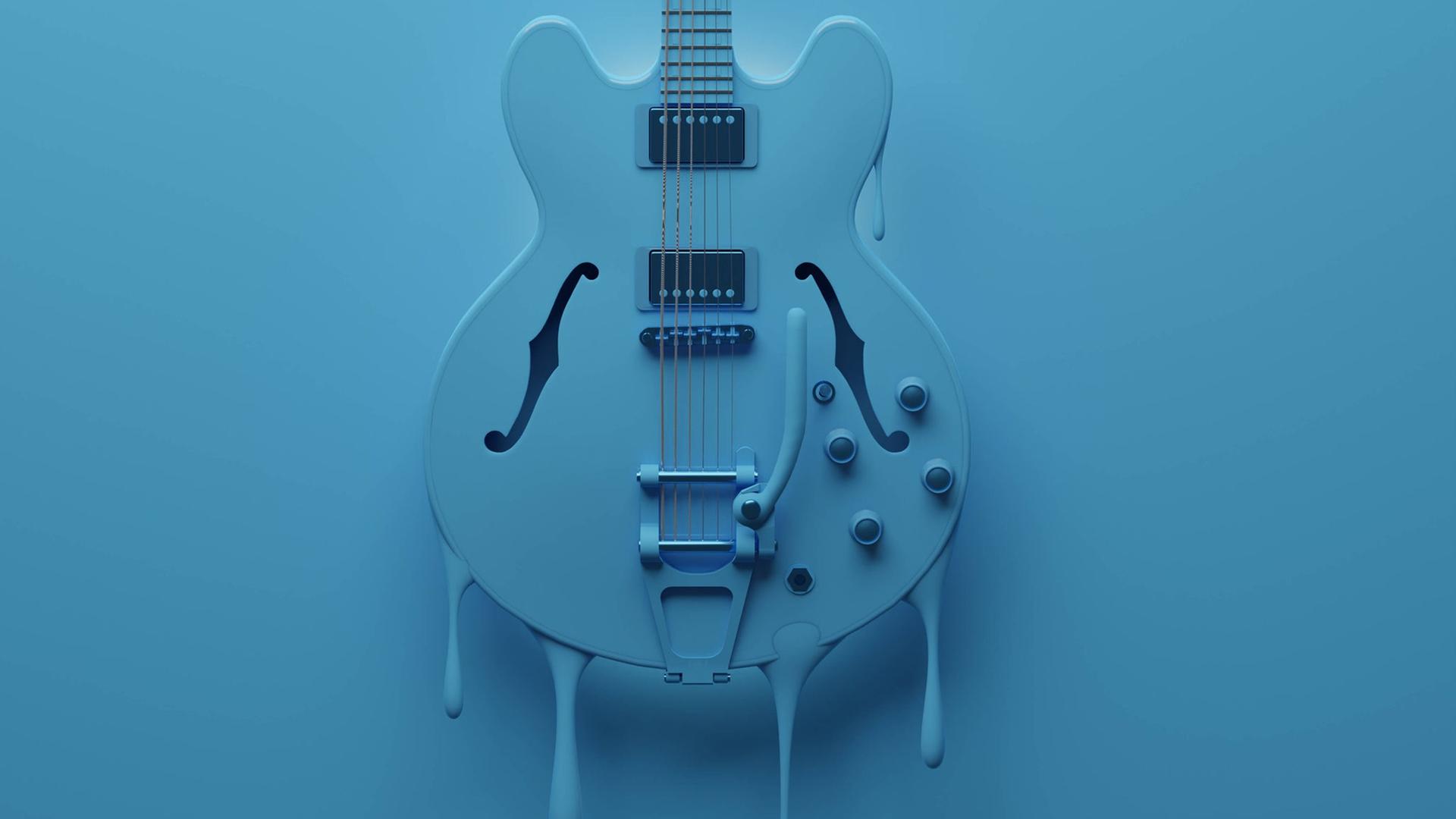 Eine schmelzende Jazzgitarre. Eine schmelzende Jazzgitarre.