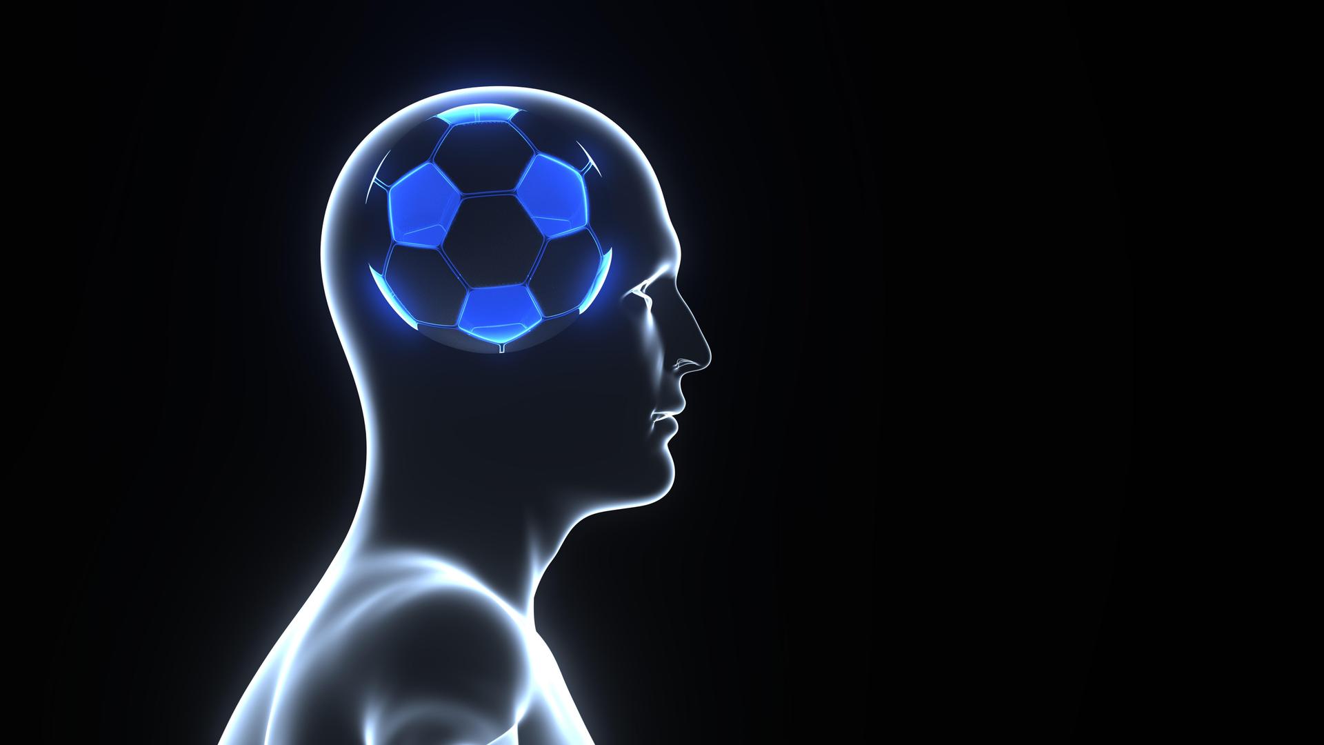 Fußball im Kopf (3D-Illustration). Fußball im Kopf (3D-Illustration).