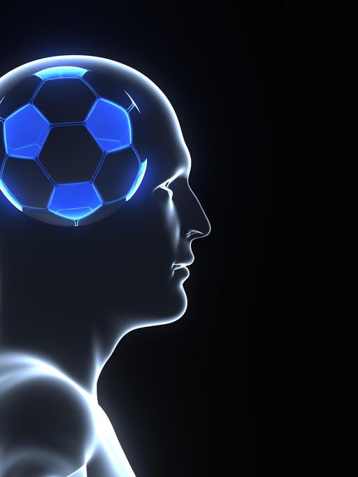 Fußball im Kopf (3D-Illustration).