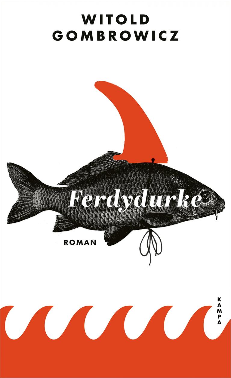 Das weiße Cover zeigt neben Autorname und Buchtitel auf weißem Grund die Zeichnung eines Fisches, auf dem ein rotes Segel prangt, während darunter stilisierte rote Wellen zu sehen sind. Das weiße Cover zeigt neben Autorname und Buchtitel auf weißem Grund die Zeichnung eines Fisches, auf dem ein rotes Segel prangt, während darunter stilisierte rote Wellen zu sehen sind.