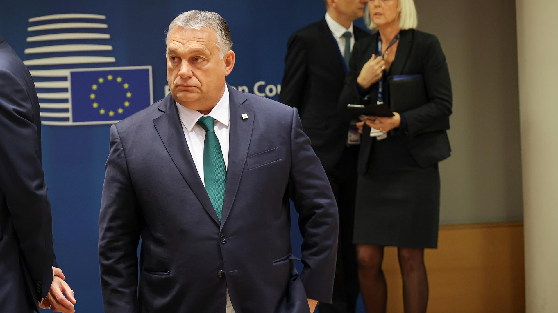 Ungarns Premier Viktor Orban beim Treffen des Europäischen Rates in Brüssel am 22.10.2022