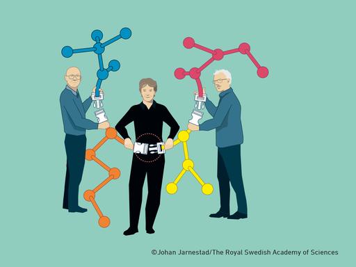 Die drei Nobelpreisträger für Chemie des Jahres 2022 in einer Illustration 