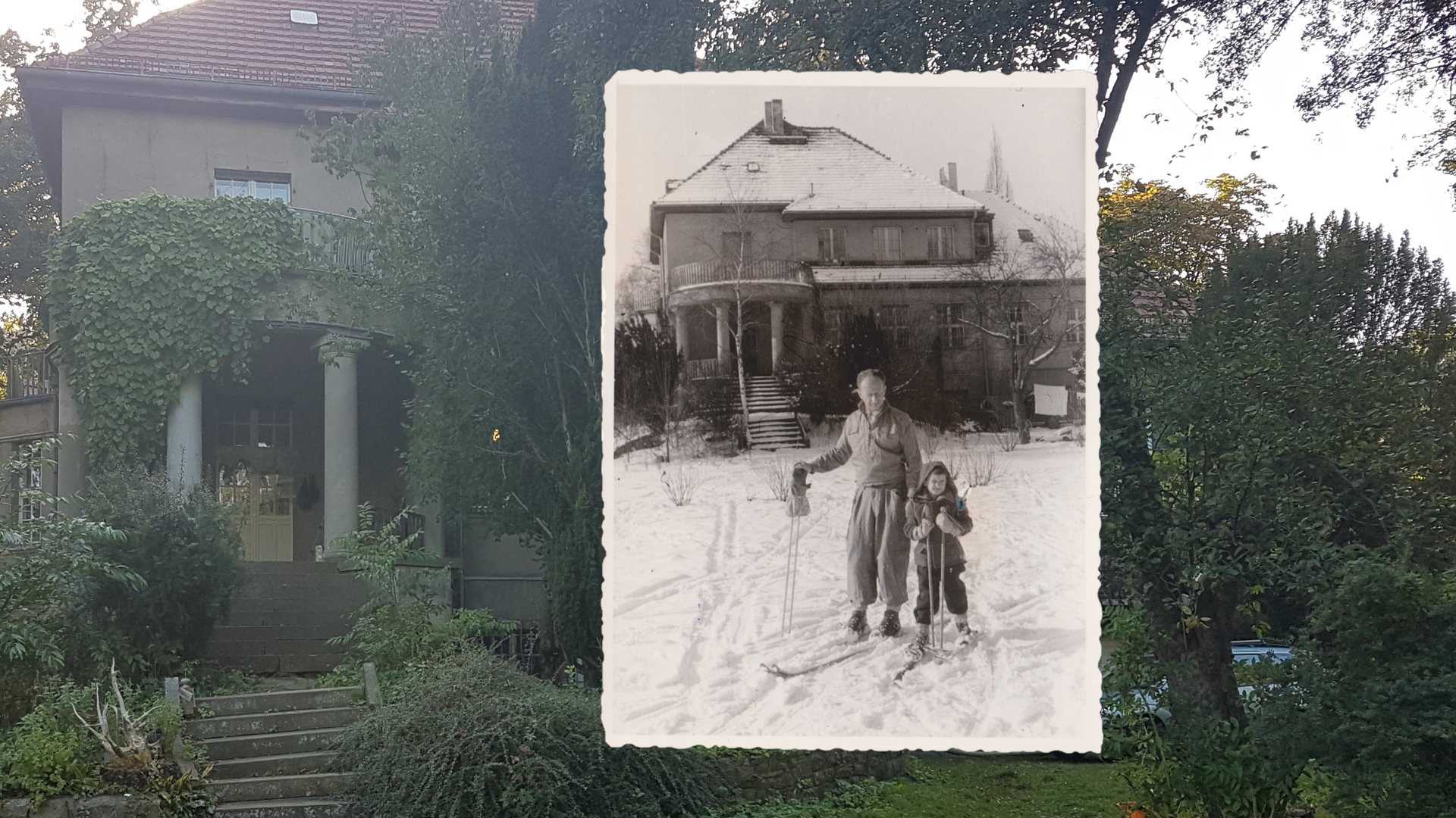 Albert und Knud Wollenberger in den 50er Jahren vor dem Familienhaus Albert und Knud Wollenberger in den 50er Jahren vor dem Familienhaus