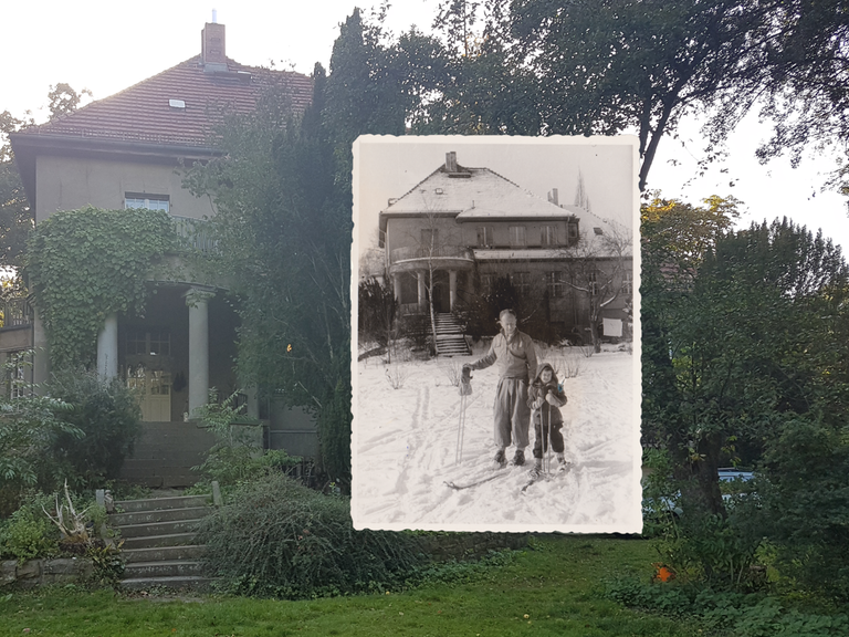 Albert und Knud Wollenberger in den 50er Jahren vor dem Familienhaus