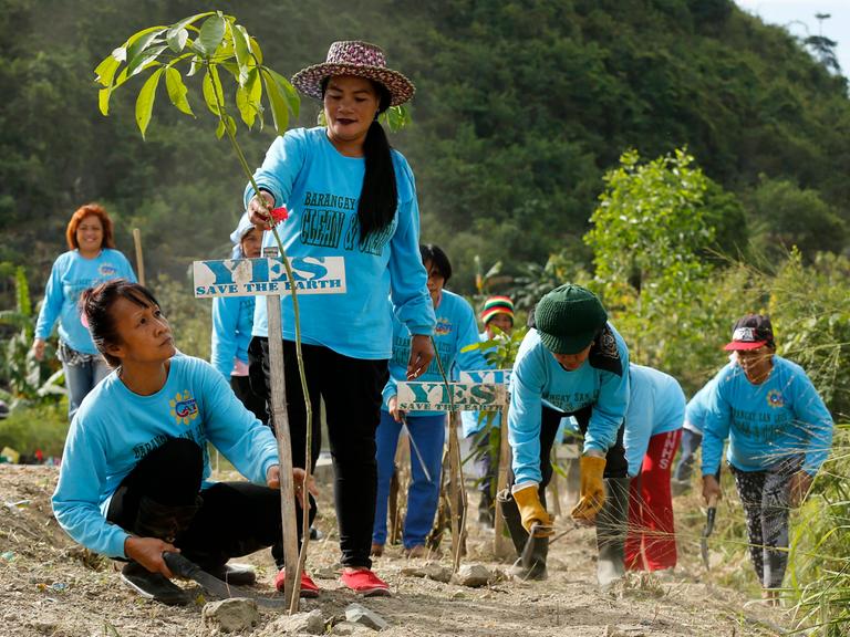 epa05176109 Filipino villagers conduct reforestation activity in the mountains of Antipolo city, east of Manila, Philippines, 23 February 2016. According to a report of the United Nations Food and Agriculture Organization (FAO), among the 234 countries surveyed, the Philippines ranks fifth in terms of greatest annual gain in forest area. From 2010 to 2015, Philippines was able to increase its forest area by 240,000 hectares per year - top four that hold the record are China, Australia, Chile, and the United States. The Philippines hosts the Asia-Pacific Forestry Week 2016 where in representatives of international and non-government organizations from over 30 countries gather in Clark Freeport Zone, Pampanga province. EPA/FRANCIS R. MALASIG ++