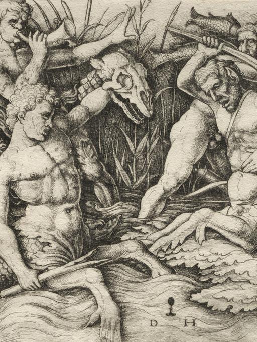 "Zwei Tritonen im Kampf - Schlacht der Meeresgötter" Kopie nach Andrea Mantegna.