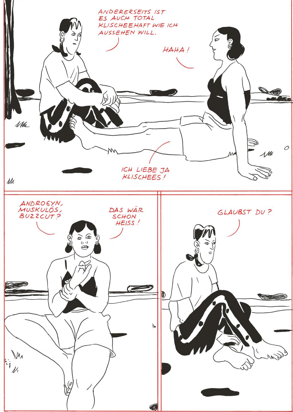 Eine Comicseite von Nino Bulling mit zwei Menschen, die auf einer Wiese sitzen