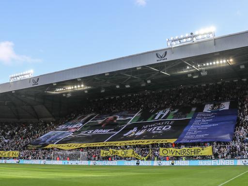 October 8, 2022, Newcastle, Tyne and Wear, United Kingdom: Newcastle fans with a huge flag with Amanda Staveley of Newcastle United on during the Premier League match Newcastle United vs Brentford at St. James's Park, Newcastle, United Kingdom, 8th October 2022. (Credit Image: ÃÂ© Mark Cosgrove/News Images via ZUMA Press Wire