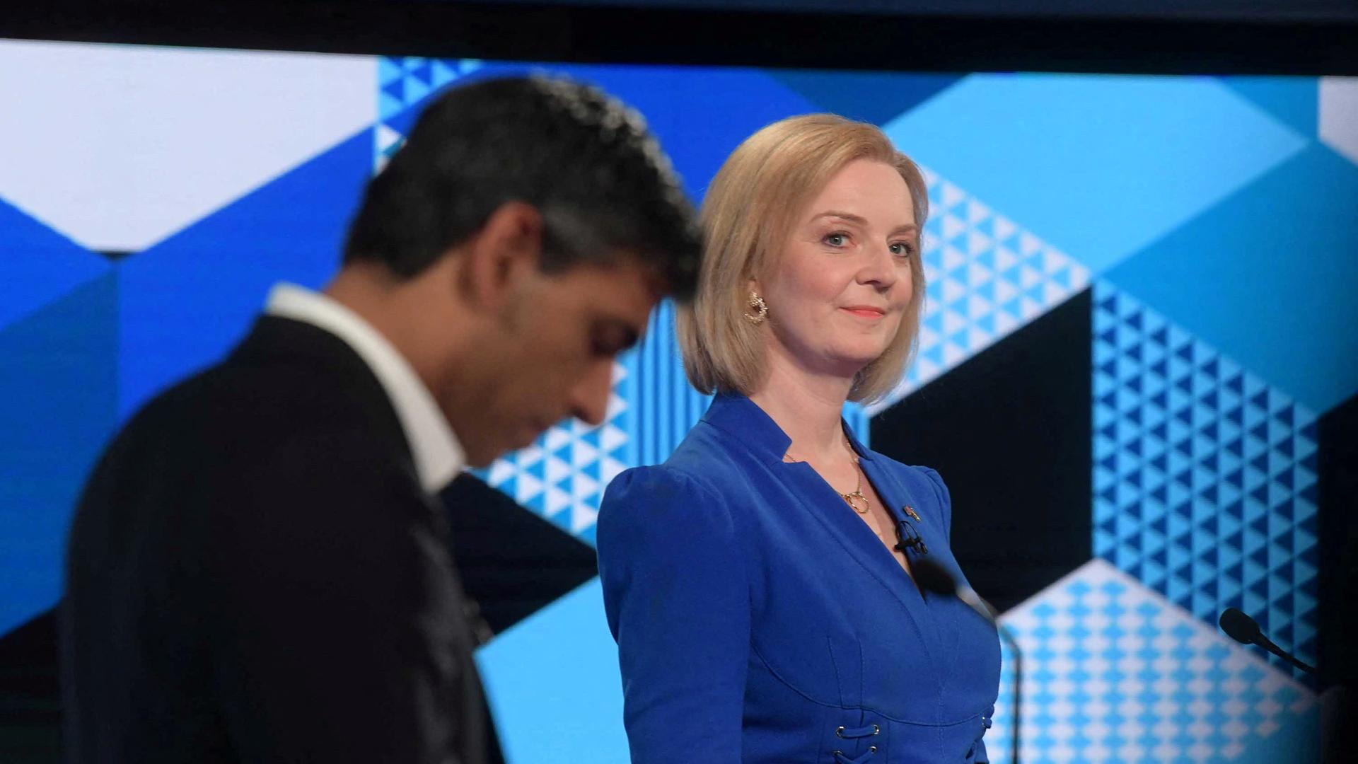 Im Wettbewerb um den Tory-Vorsitz: Rishi Sunak (l.) und Liz Truss Im Wettbewerb um den Tory-Vorsitz: Rishi Sunak (l.) und Liz Truss