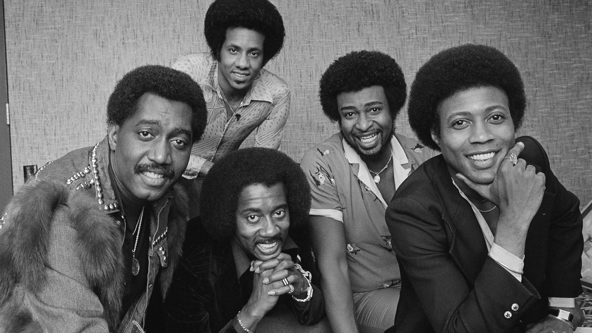 Die US-Soulband The Temptation: Im Bild zu sehen sind die Bandmitglieder Otis Williams, Melvin Franklin, Glenn Beonard, Richard Street und Dennis Edwards.