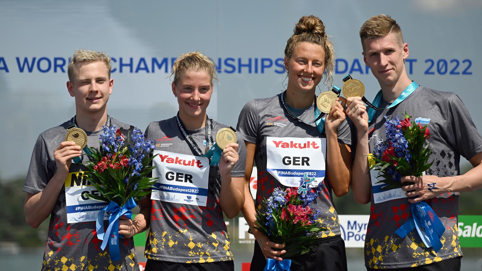 Schwimm-WM - Deutsche Freiwasser-Staffel holt Goldmedaille