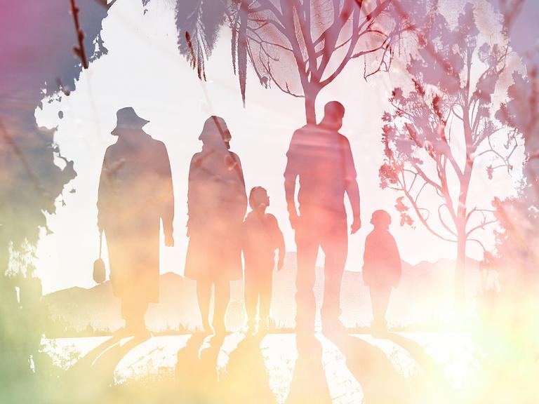 Family life, mother, father and children, grandparents, social support, mental health and lifestyle concept