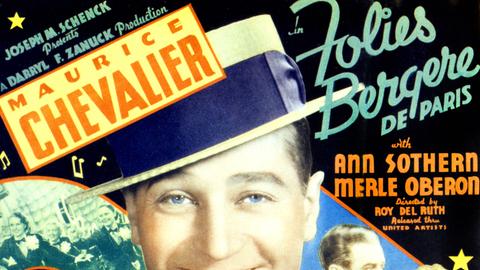 Werbeplakat für den Musical-Film "Folies Bergère de Paris" von 1935  mit Maurice Chevalier und  Ann Sothern in den Hauptrollen