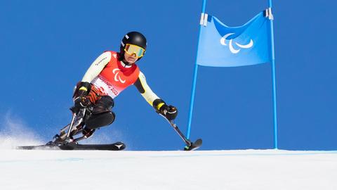 Anna-Lena Forster bei der Para-Ski-Alpin-Abfahrt der Damen in Peking. Anna-Lena Forster bei der Para-Ski-Alpin-Abfahrt der Damen in Peking.