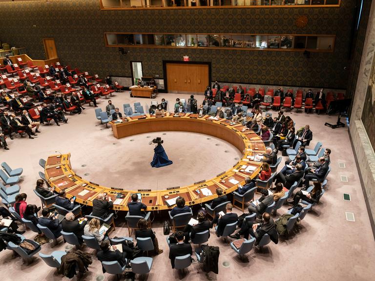 Blick auf den Sitzungssaal des UNO-Sicherheitsrats in New York.