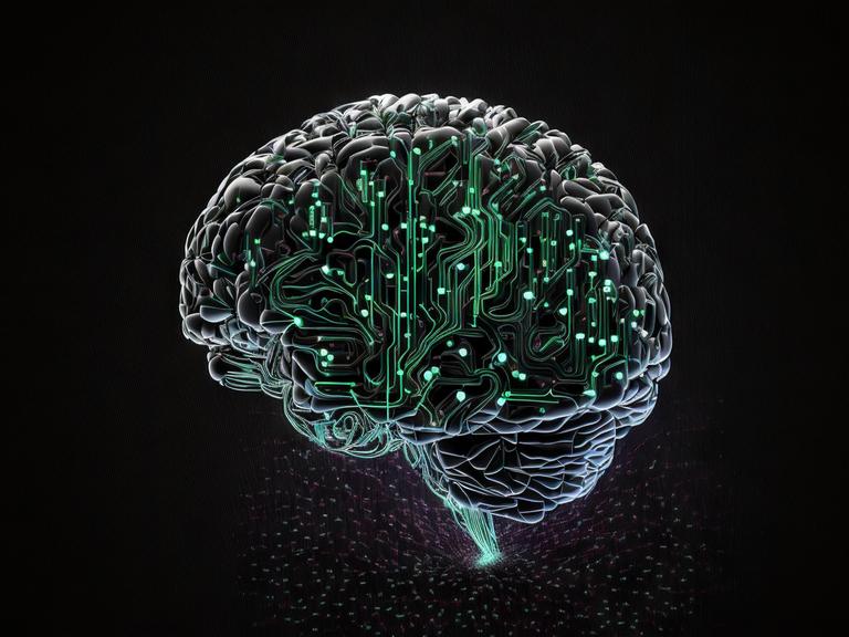 Illustration: menschliches Gehirn als technischer Apparat