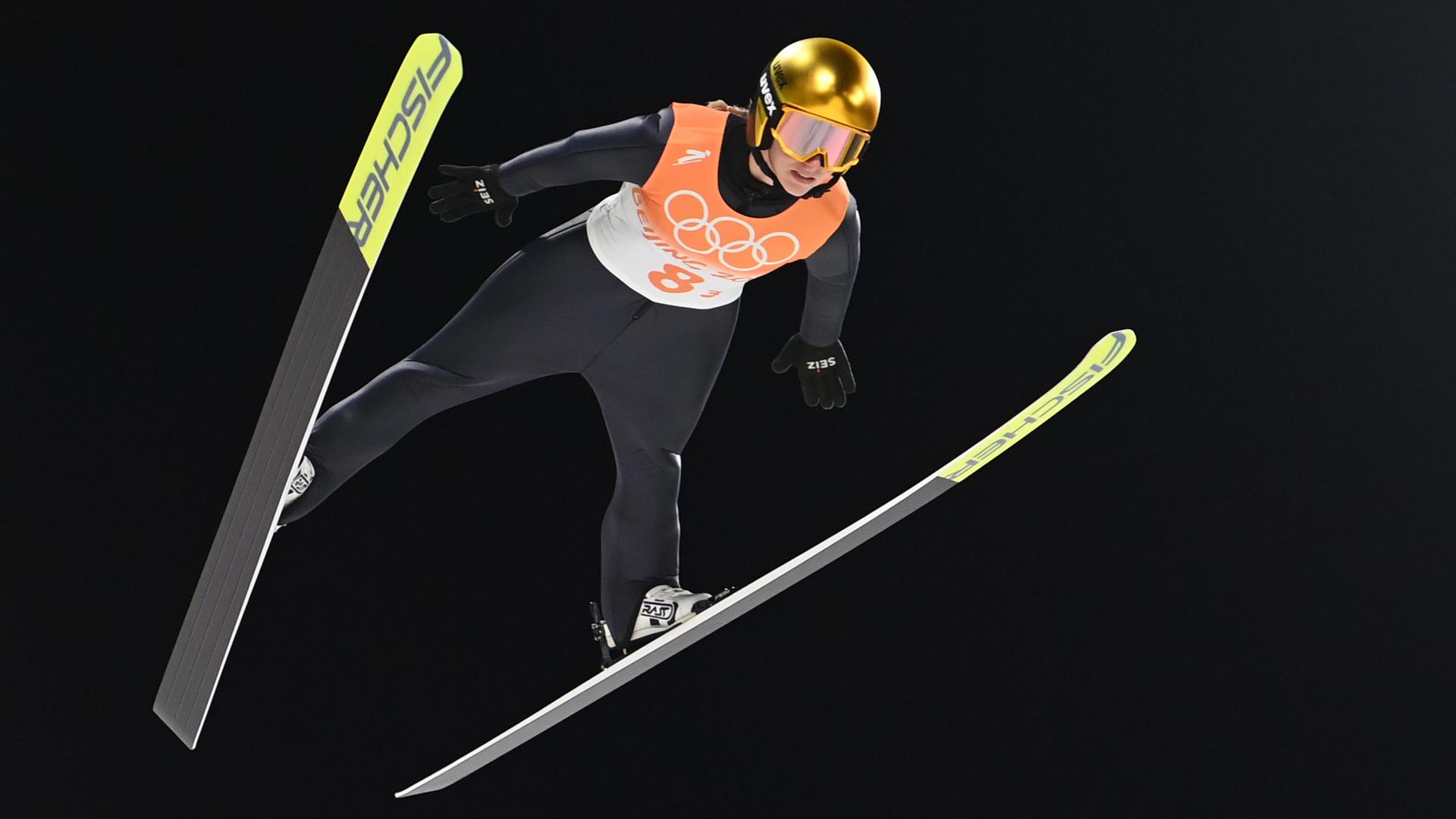 Die Skispringerin Katharina Althaus bei den Olympischen Spielen in Peking Die Skispringerin Katharina Althaus bei den Olympischen Spielen in Peking