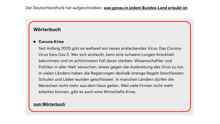So sieht das aus, wenn wir wichtige Wörter erklären. So sieht das aus, wenn wir wichtige Wörter erklären.
