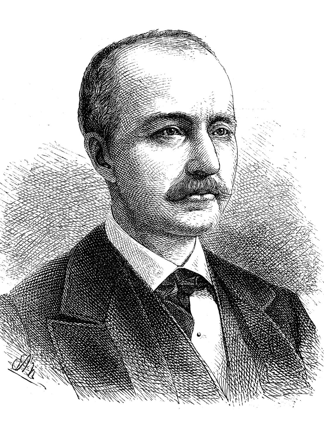 Eine Illustration zeigt den Archäologen Heinrich Schliemann (1822 - 1890). Eine Illustration zeigt den Archäologen Heinrich Schliemann (1822 - 1890).