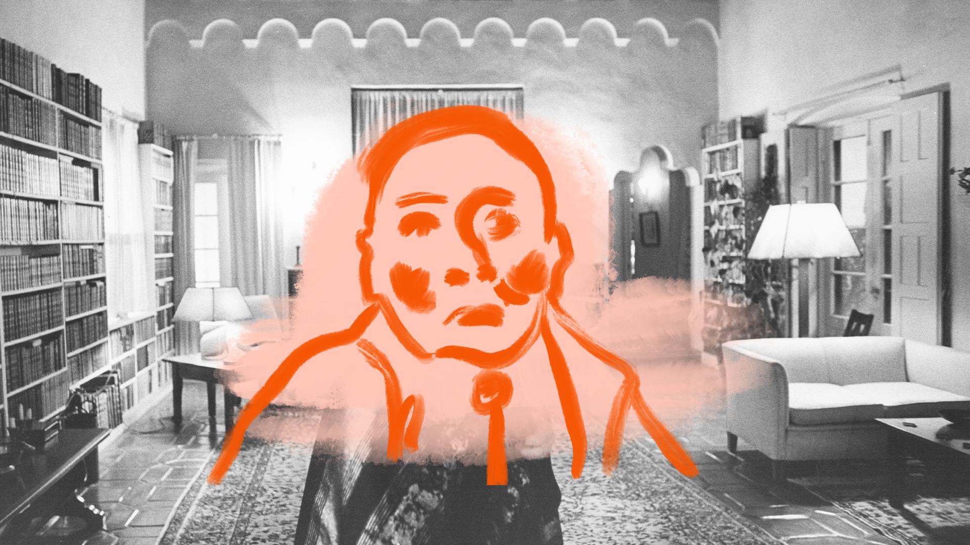 Ansicht des Wohnzimmers - Grafik Feuchtwanger Ansicht des Wohnzimmers - Grafik Feuchtwanger
