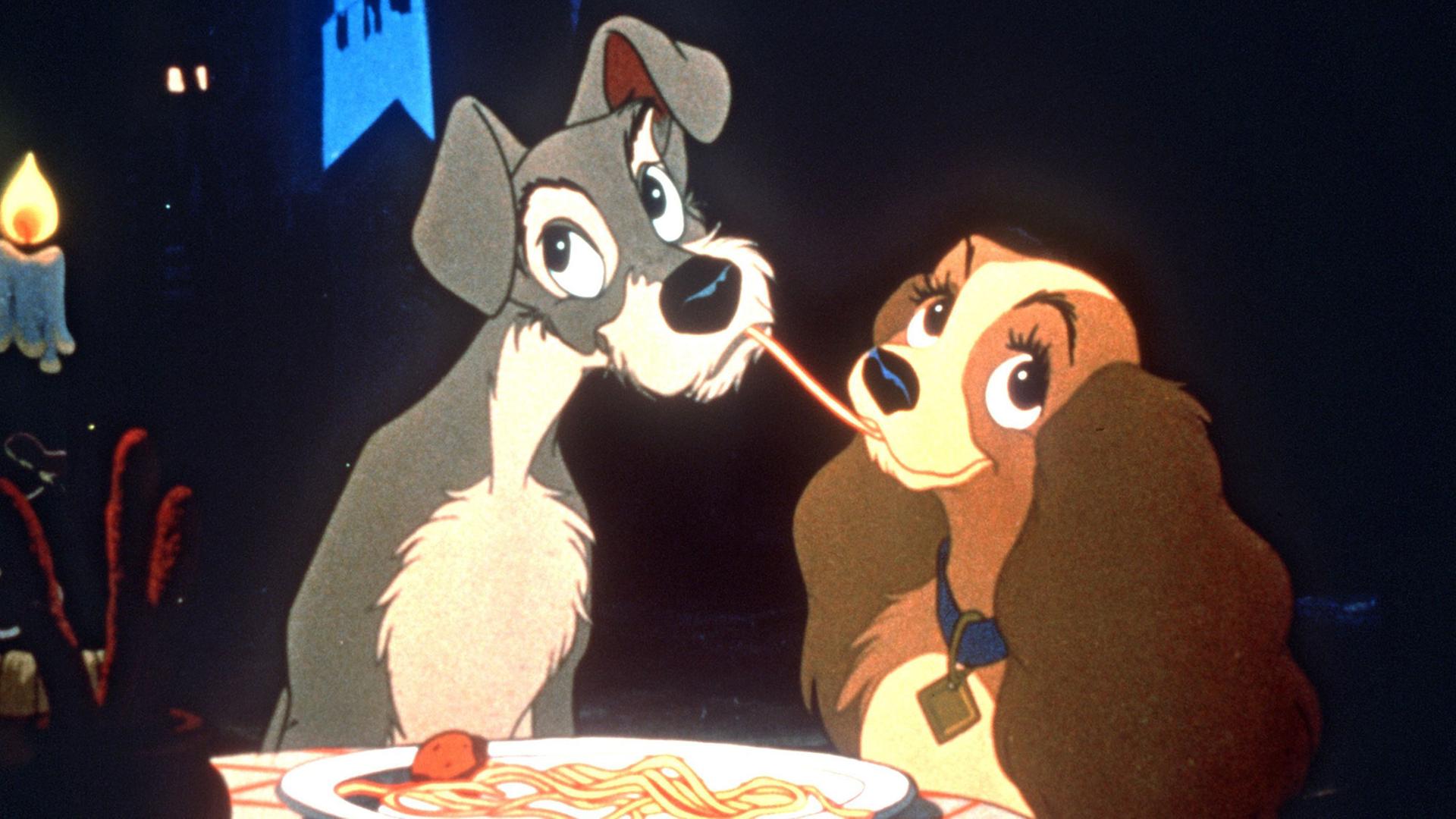 Susi (r) und Strolch in einer Szene des gleichnamigen Zeichentrick-Klassikers von Walt Disney aus dem Jahre 1955. Susi (r) und Strolch in einer Szene des gleichnamigen Zeichentrick-Klassikers von Walt Disney aus dem Jahre 1955.
