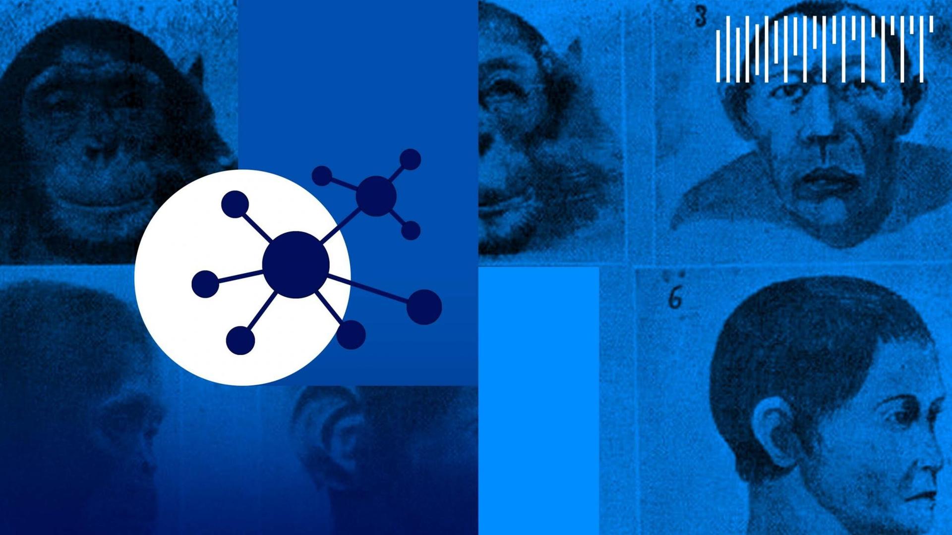 Deep Science Episode 4: Affenmensch Abbildung "Fotografien des Hybriden", die ein mexikanischer Autor durch Überlagerung der fotografischen Bilder von Mensch (rechte Spalte) und Schimpanse (linke Spalte) erhalten hat. (Alfonso L. Herrera in Cuadernos de Cultura, 1933, Bd. 82, S. 16) Deep Science Episode 4: Affenmensch Abbildung "Fotografien des Hybriden", die ein mexikanischer Autor durch Überlagerung der fotografischen Bilder von Mensch (rechte Spalte) und Schimpanse (linke Spalte) erhalten hat. (Alfonso L. Herrera in Cuadernos de Cultura, 1933, Bd. 82, S. 16)