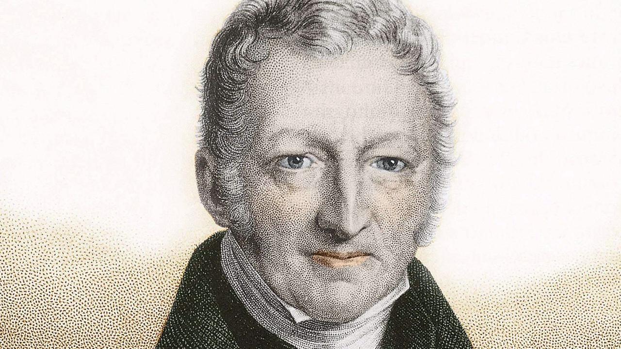 Porträt des britischen Ökonomen Thomas Robert Malthus (1766-1834)