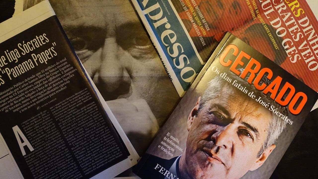 Die Schlagzeilen einiger Zeitungen und Dokumentationen zum Korruptionsskandal um Portugals Ex-Premier José Sócrates Die Schlagzeilen einiger Zeitungen und Dokumentationen zum Korruptionsskandal um Portugals Ex-Premier José Sócrates