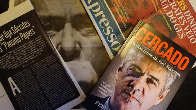 Die Schlagzeilen einiger Zeitungen und Dokumentationen zum Korruptionsskandal um Portugals Ex-Premier José Sócrates