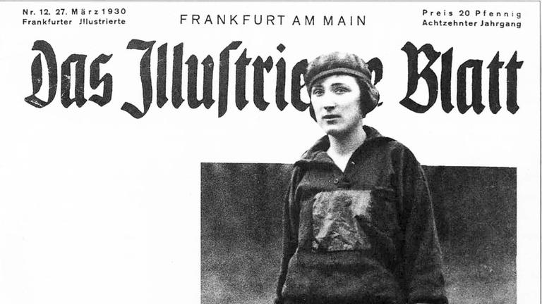 Das Titelbild der Zeitung "Das Illustrierte Blatt" vom 27.03.1930 zeigt die Fußballerin Lotte Specht. 