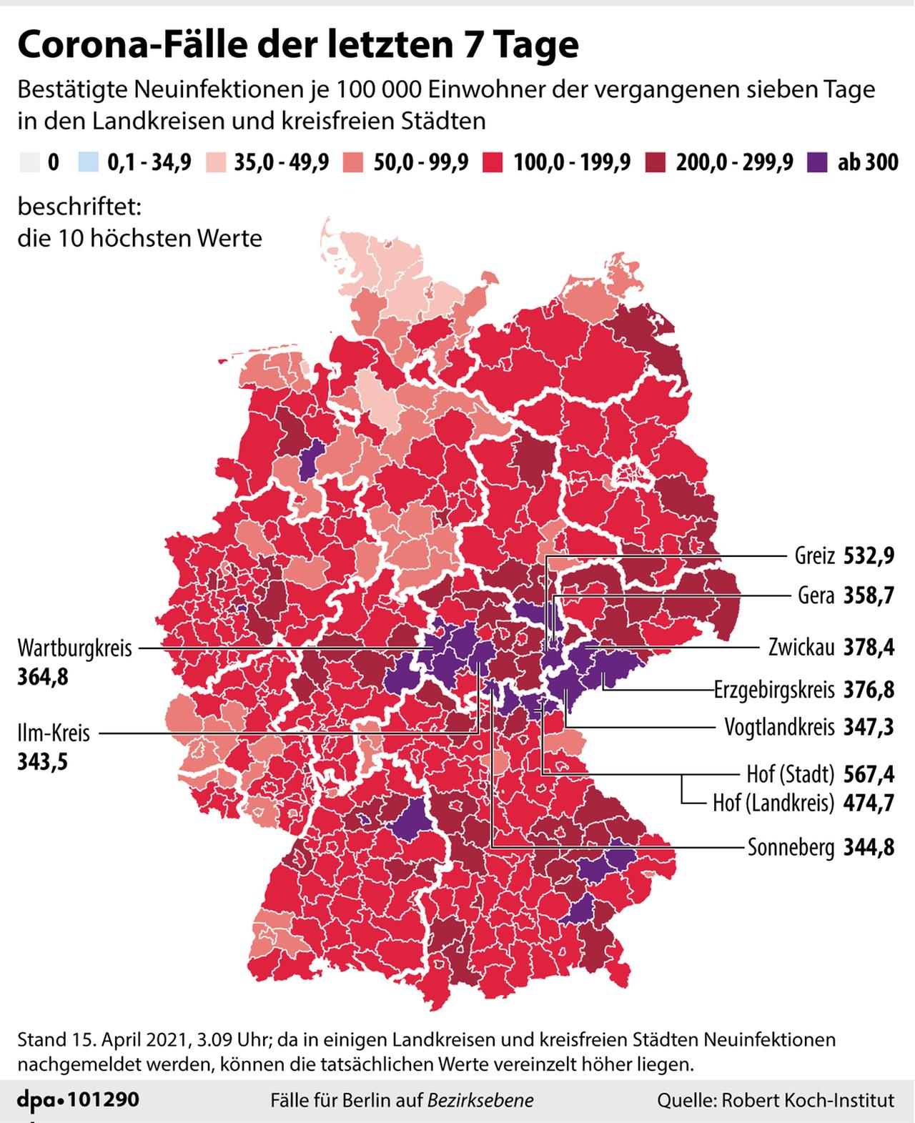 Grafik-Karte Nr. 101290, Hochformat 110 x 135 mm, Corona-Fälle der letzten 7 Tage (nur in Farbe, Taktung: täglich außer samstags) Grafik-Karte Nr. 101290, Hochformat 110 x 135 mm, Corona-Fälle der letzten 7 Tage (nur in Farbe, Taktung: täglich außer samstags)