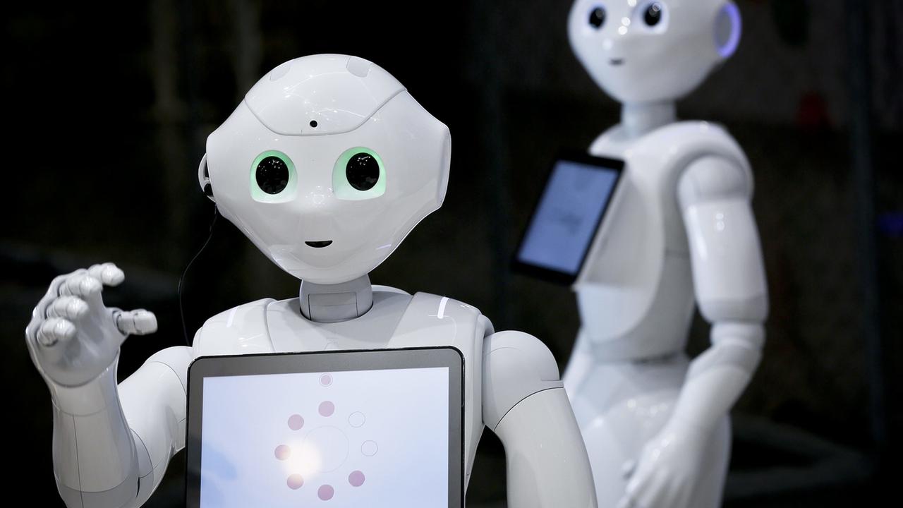 Roboter Pepper bei einer Messe in Paris. Roboter Pepper bei einer Messe in Paris.