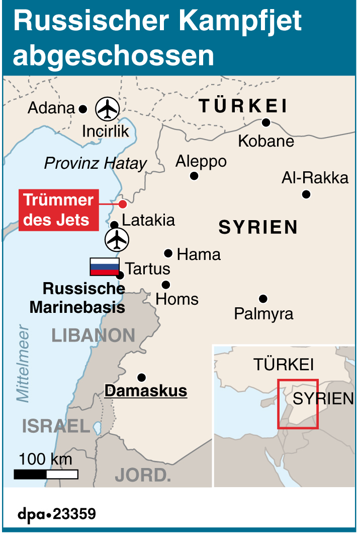 Eine Karte vom türkisch-syrischen Grenzgebiet