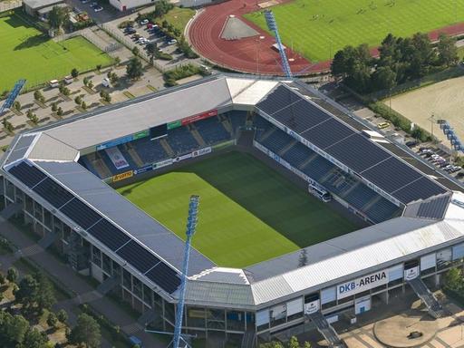 Das Stadion in Rostock aus der Luft