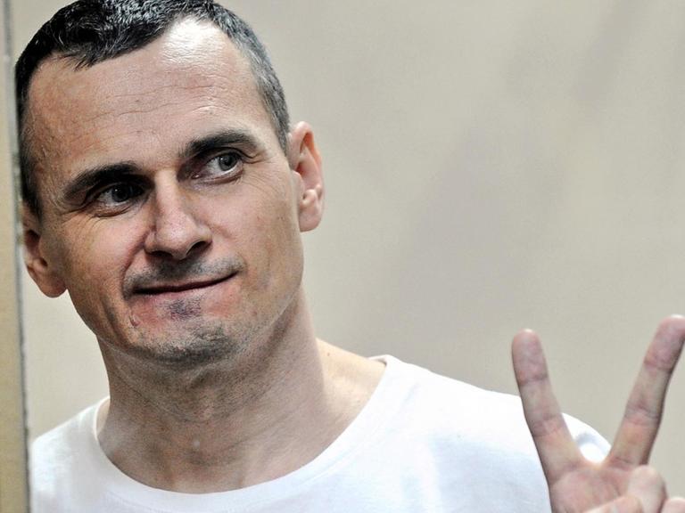 Der ukrainische Filmemacher Oleg Senzow während des Gerichtsverfahrens gegen ihn in Russland.