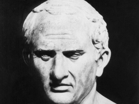 Der römische Staatsmann, Philosoph und Rhetoriker Marcus Tullius Cicero (106-43v.Chr.) in einer Porträtbüste.