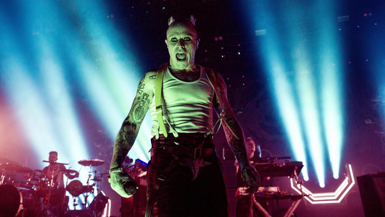 Keith Flint von Prodigy live beim Auftritt in der Brixton Academy, 2017. Keith Flint von Prodigy live beim Auftritt in der Brixton Academy, 2017.