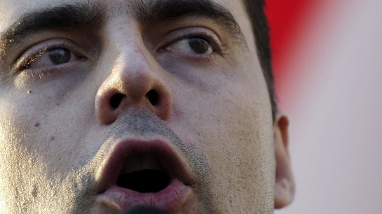 Zu sehen ist eine Nah-Porträtaufnahme des Parteichefs der rechtsgerichteten Jobbik-Partei Ungarns, Gabor Vona. Zu sehen ist eine Nah-Porträtaufnahme des Parteichefs der rechtsgerichteten Jobbik-Partei Ungarns, Gabor Vona.