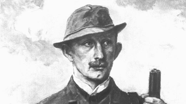 Der deutsche Schriftsteller und Lyriker Hermann Löns (1866-1914). Undatierte Zeichnung.