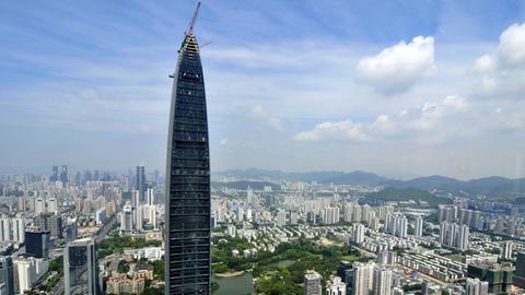 Ein Blick über die Stadt Guangzhou mit Blick auf das International Finance Center (IFC).