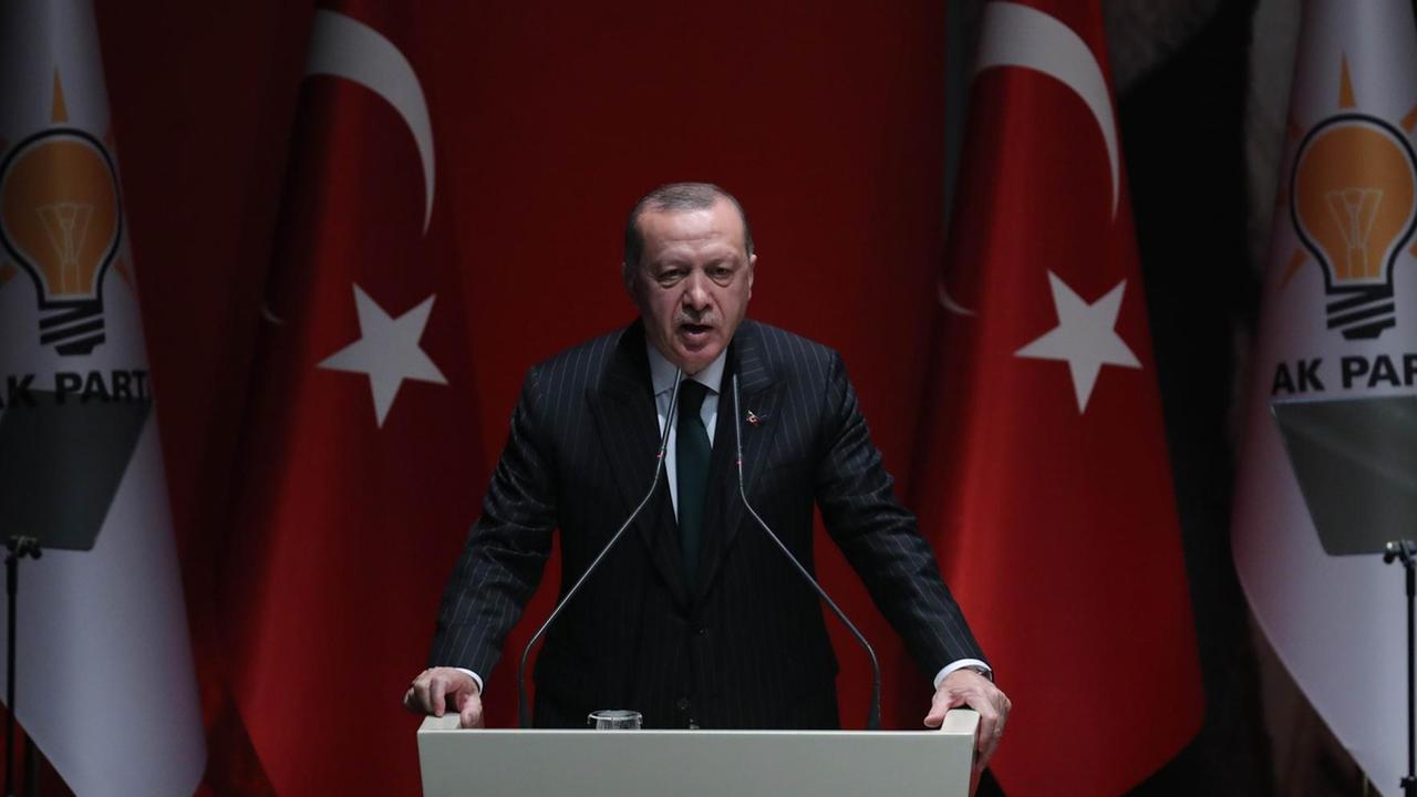 Der türkische Präsident Recep Tayyip Erdogan während einer Rede in Ankara