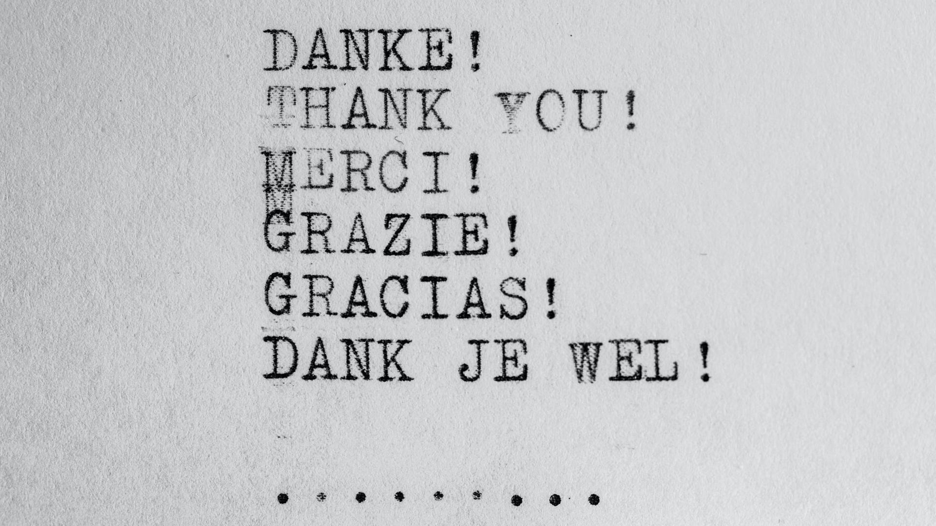 Das Wort "Danke" in verschiedenen Sprachen. (Symbolfoto) Das Wort "Danke" in verschiedenen Sprachen. (Symbolfoto)